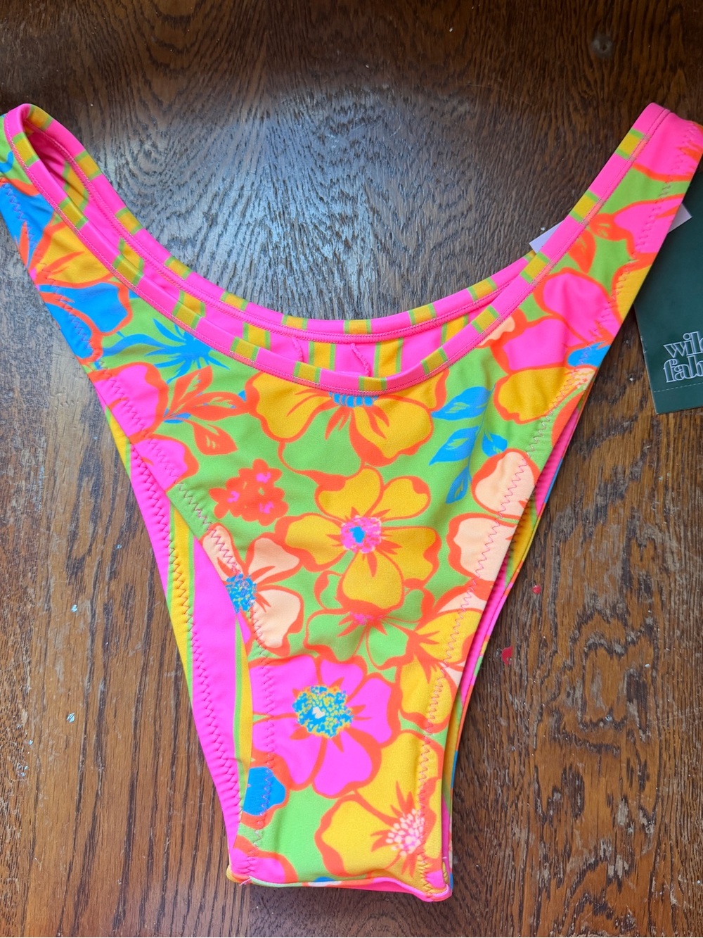 Wild Fable Reversible Floral Bikini Bottom - Neon pink, green, yellow
